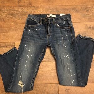 Boys Paint Splatter Levi Distressed Jeans Size 16